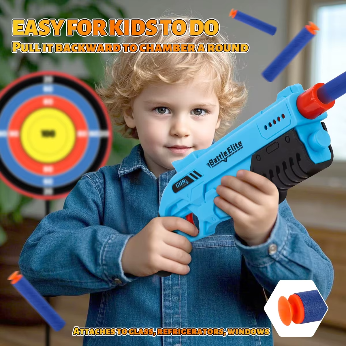 Manual Foam Dart Blaster Toy | Outdoor Soft Foam Dart Launcher for Kids | Fun Target Practice & Active Play