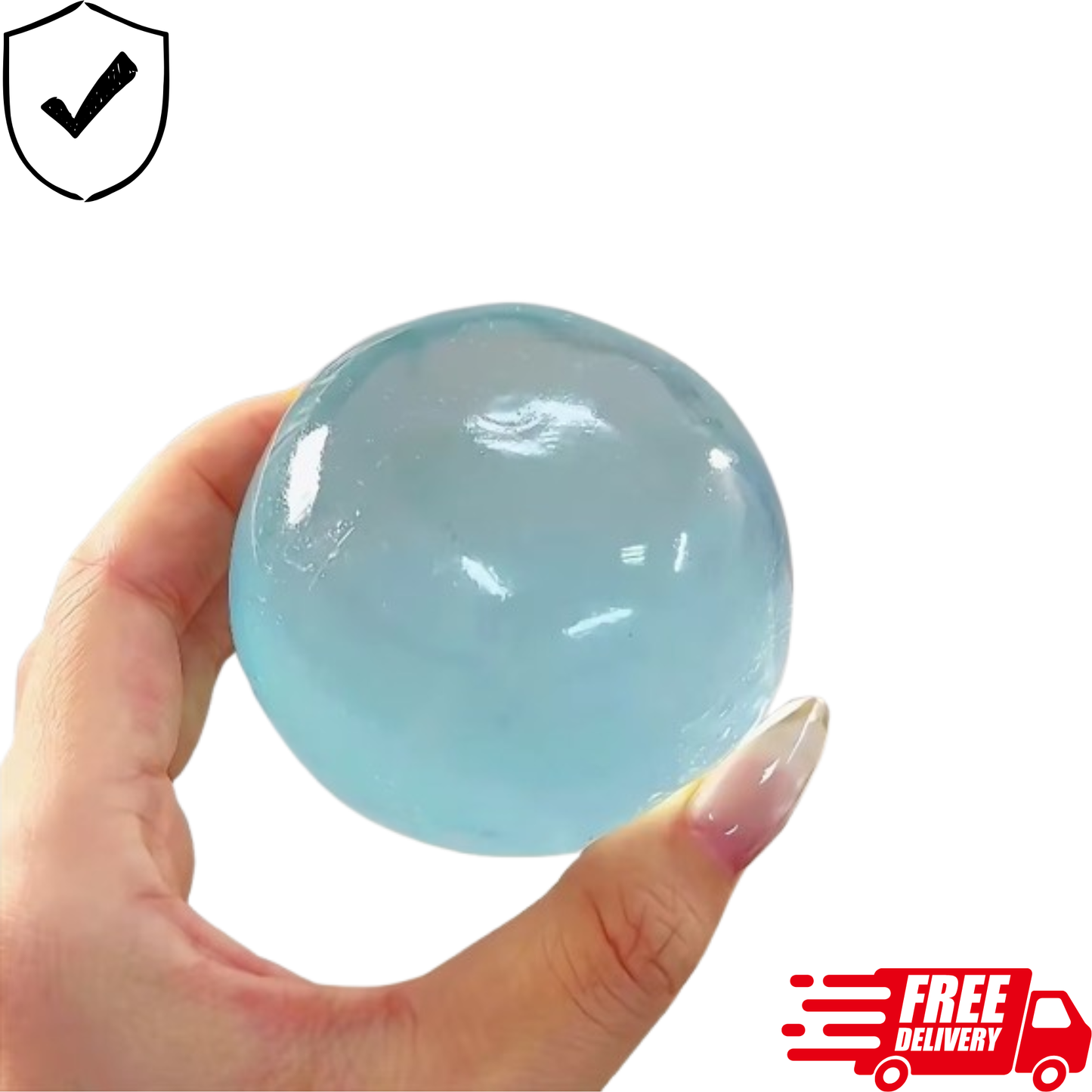 Blue Mochi Squishy Stress Ball – Soft Transparent Quick-Rebound Fidget Toy for Kids & Adults | Sensory Anti-Stress Squeeze Toy