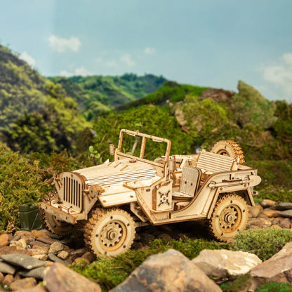 Robotime ROKR 3D Wooden Model Kit – Army Jeep or Grand Prix Car DIY Puzzle | STEM Building Toy for Kids & Adults