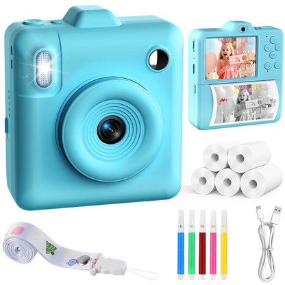 Kids Instant Print Camera | Thermal Print Digital Camera for Children | Birthday & Christmas Gift (Blue & Pink)