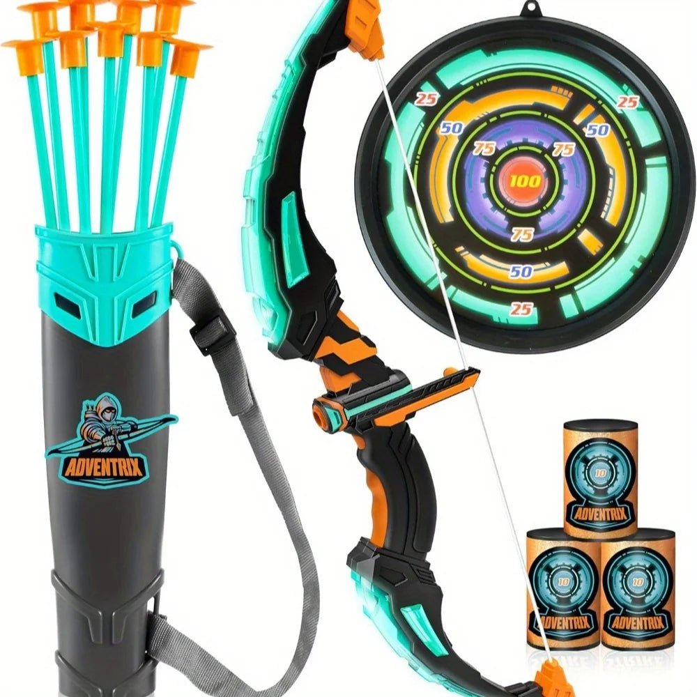 JOYFY LED Light-Up Kids Bow and Arrow Set with Target & Quiver