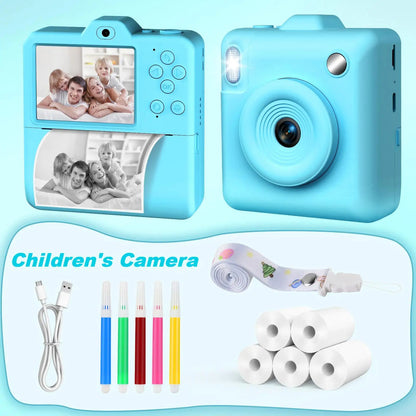 Kids Instant Print Camera | Thermal Print Digital Camera for Children | Birthday & Christmas Gift (Blue & Pink)