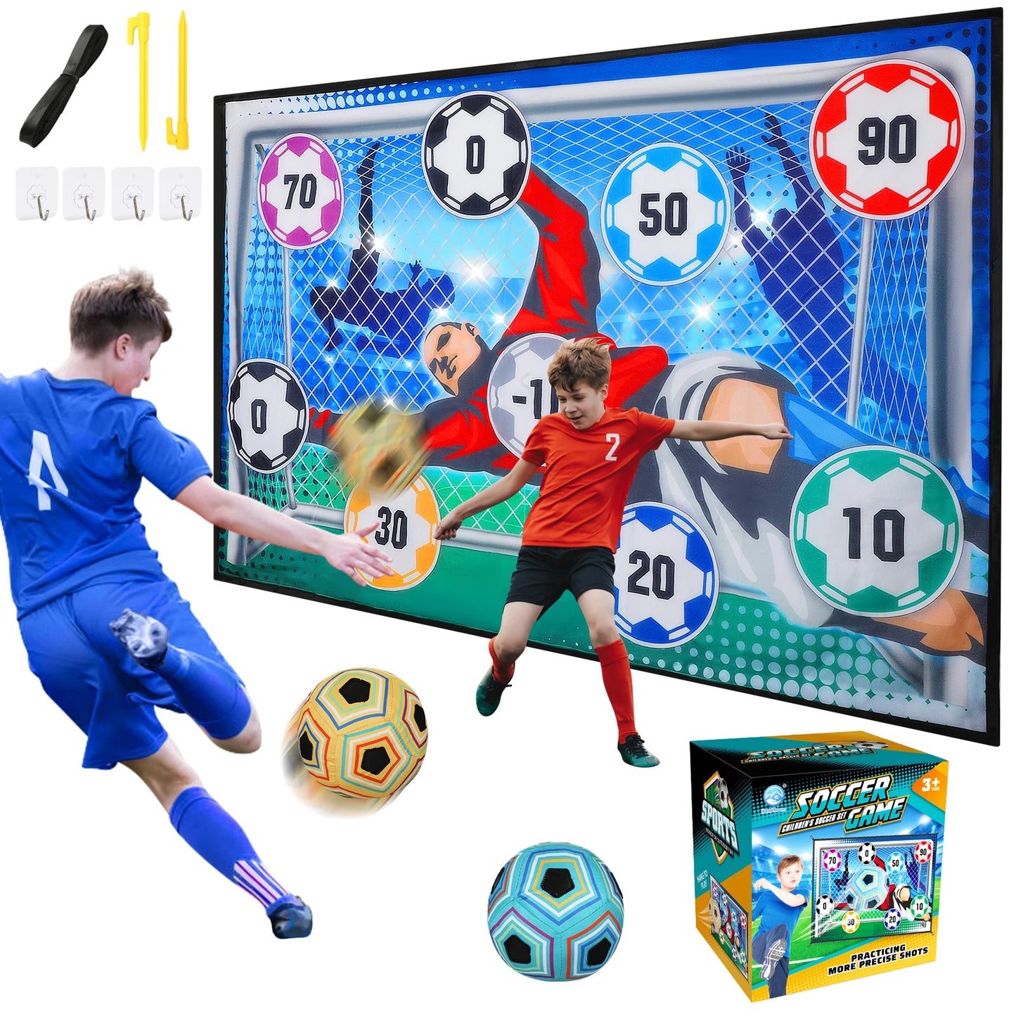 Kids Football Sticky Target Game Set – Indoor & Outdoor Soccer Goal Training Toy with 2 Soft Velcro Balls | Garden Sports Gift for Boys & Girls Age 3+