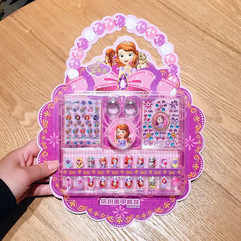 Disney Children'S Nail Sticker Set Elsa Princess Dress up Cute Kawaii Stickers Waterproof Nail Art Stickers Frozen Girl Gift Toy