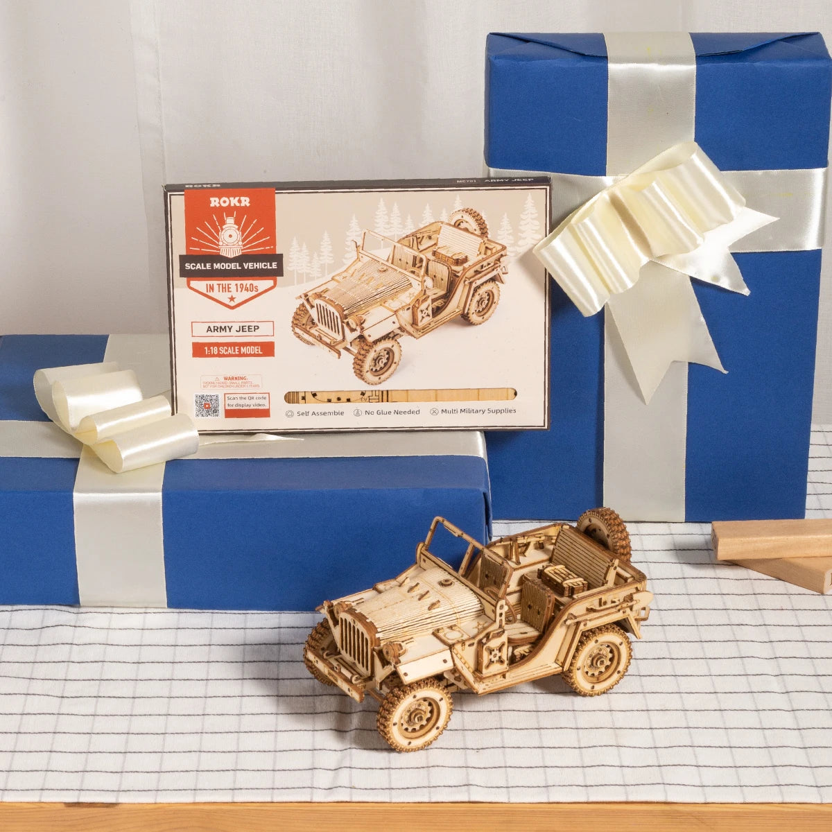 Robotime ROKR 3D Wooden Model Kit – Army Jeep or Grand Prix Car DIY Puzzle | STEM Building Toy for Kids & Adults