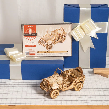 Robotime ROKR 3D Wooden Model Kit – Army Jeep or Grand Prix Car DIY Puzzle | STEM Building Toy for Kids & Adults