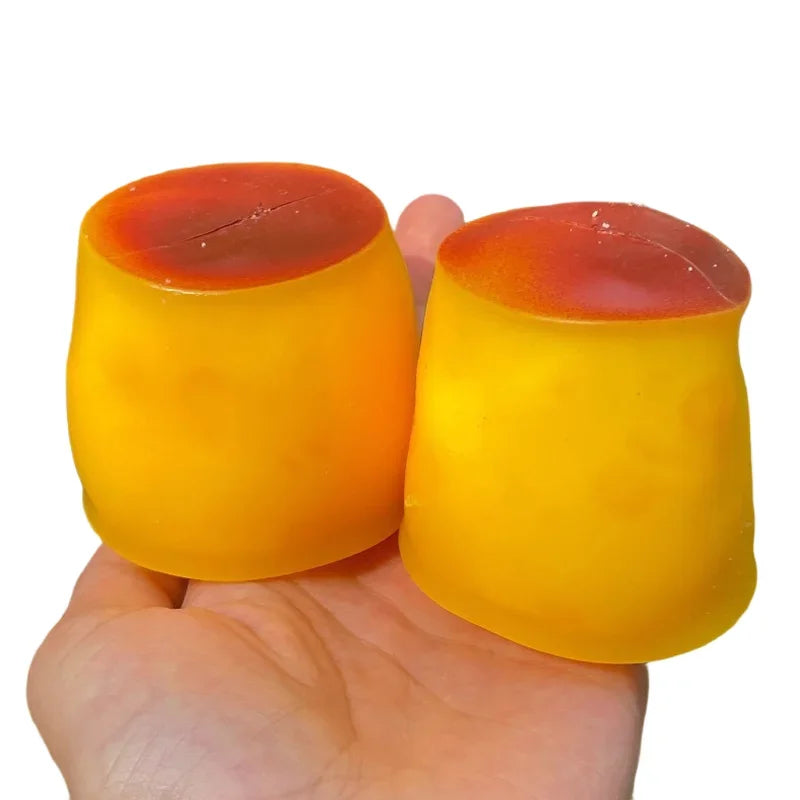 Crunchy Squishy Caramel Pudding Stress Ball Fidget Toys Food-shaped Pudding ASMR Sensory Stress Relief Toys for Adults Gift