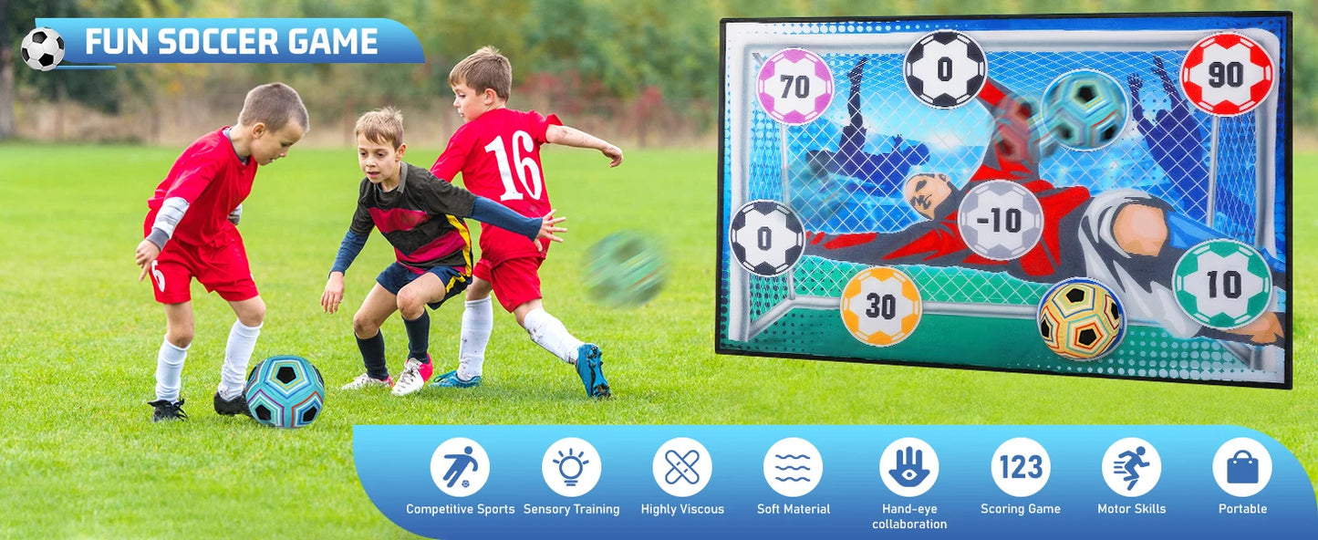 Kids Football Sticky Target Game Set – Indoor & Outdoor Soccer Goal Training Toy with 2 Soft Velcro Balls | Garden Sports Gift for Boys & Girls Age 3+