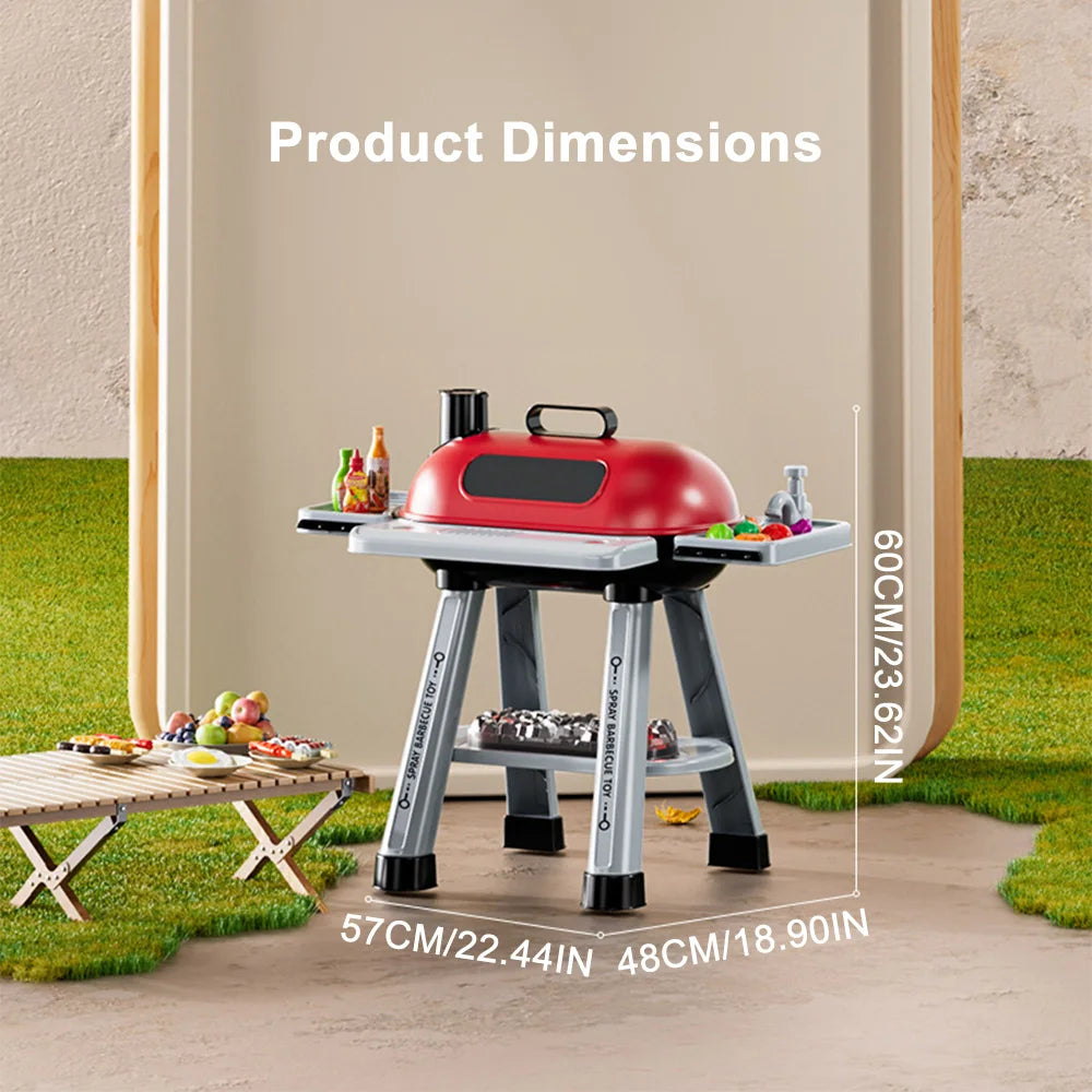 Kids BBQ Grill Play Set Spray Smoke Lights Pretend Cooking Toy Gift UK 3+