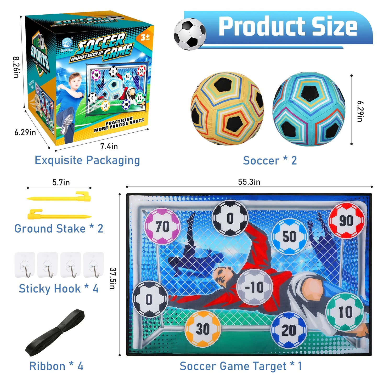 Kids Football Sticky Target Game Set – Indoor & Outdoor Soccer Goal Training Toy with 2 Soft Velcro Balls | Garden Sports Gift for Boys & Girls Age 3+