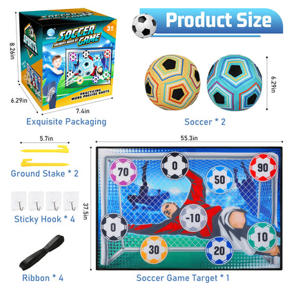 Kids Football Sticky Target Game Set – Indoor & Outdoor Soccer Goal Training Toy with 2 Soft Velcro Balls | Garden Sports Gift for Boys & Girls Age 3+
