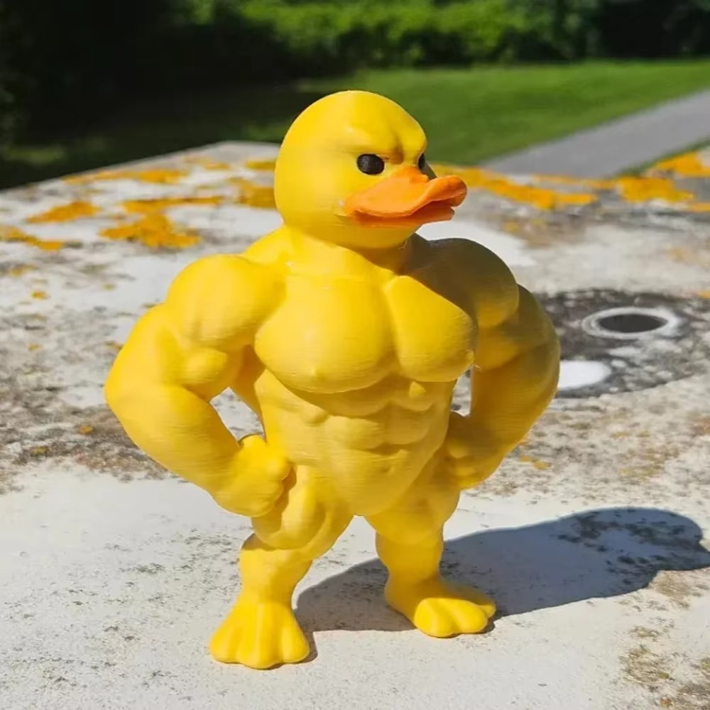 Muscle Duck Statue | Funny 3D Duck Figurine for Desk, Bookshelf & Home Décor | Cute Collectible Ornament
