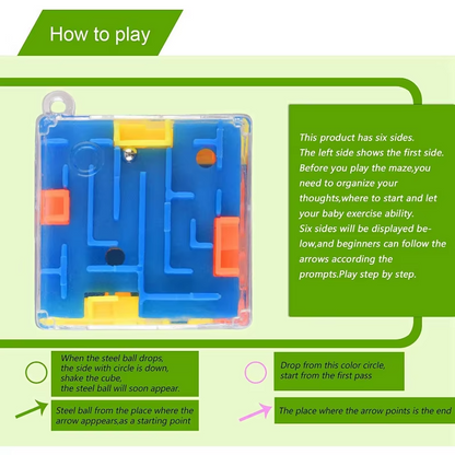 3D Maze Magic Cube Puzzle | Transparent Rolling Ball Brain Teaser | Mini 6-Sided Educational Maze Toy for Kids & Adults