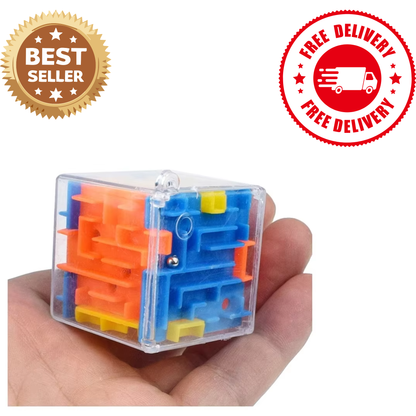 3D Maze Magic Cube Puzzle | Transparent Rolling Ball Brain Teaser | Mini 6-Sided Educational Maze Toy for Kids & Adults