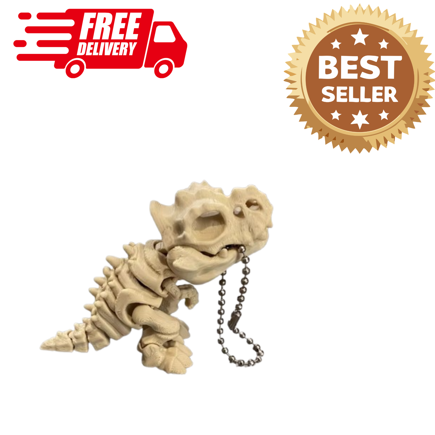 3D Printed Tyrannosaurus Rex Skeleton Model | Articulated Dinosaur Fidget Toy & Keychain | Movable T-Rex Collectible Gift
