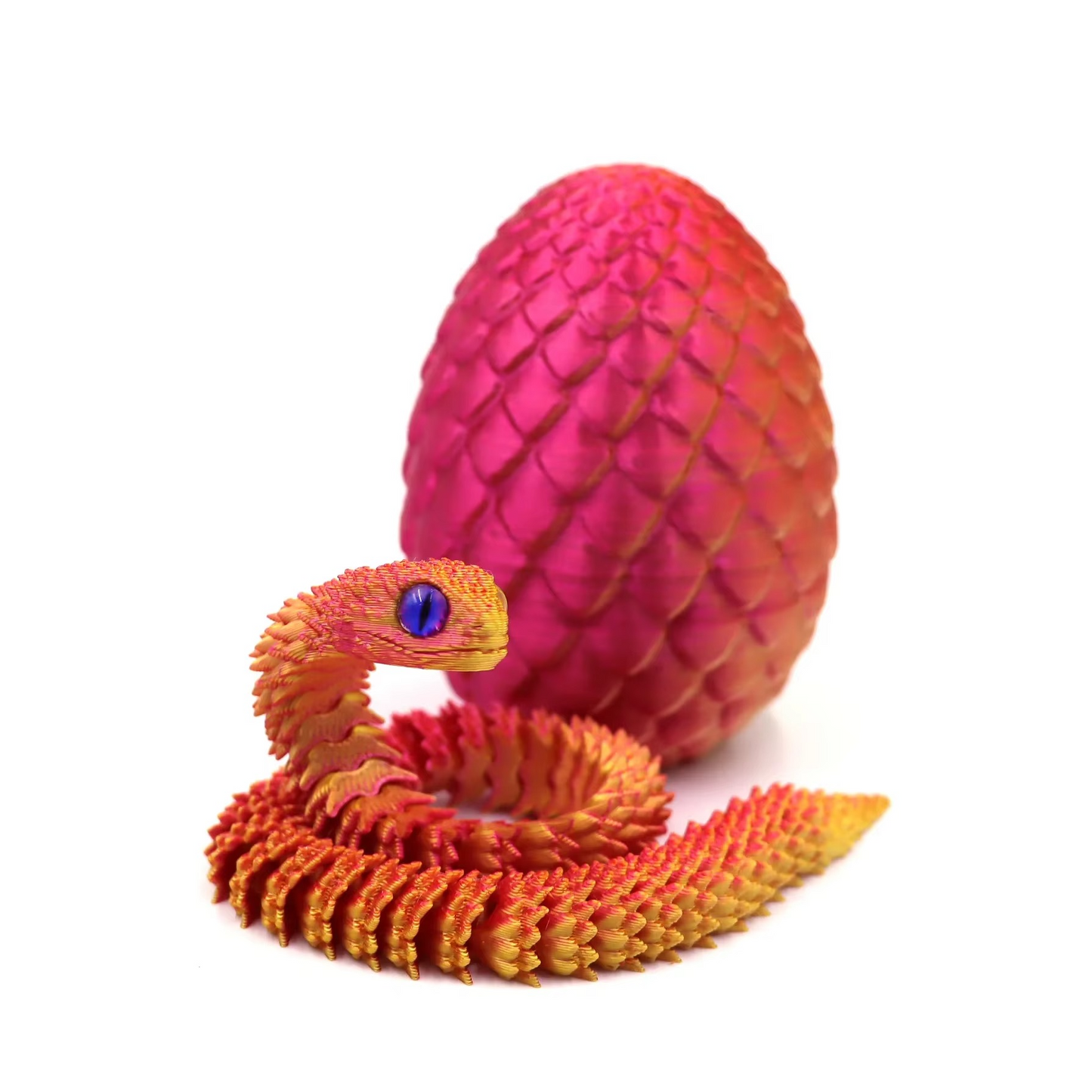 3D Printed Articulated Snake Egg Toy – Flexible Moveable Fidget Figure with Rotating Joints | Desk Decor & Stress Relief Gift
