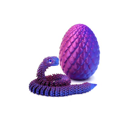 3D Printed Articulated Snake Egg Toy – Flexible Moveable Fidget Figure with Rotating Joints | Desk Decor & Stress Relief Gift