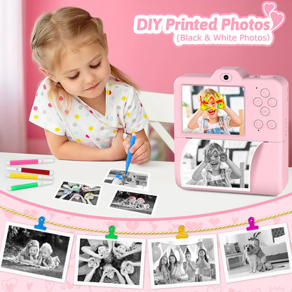 Kids Instant Print Camera | Thermal Print Digital Camera for Children | Birthday & Christmas Gift (Blue & Pink)