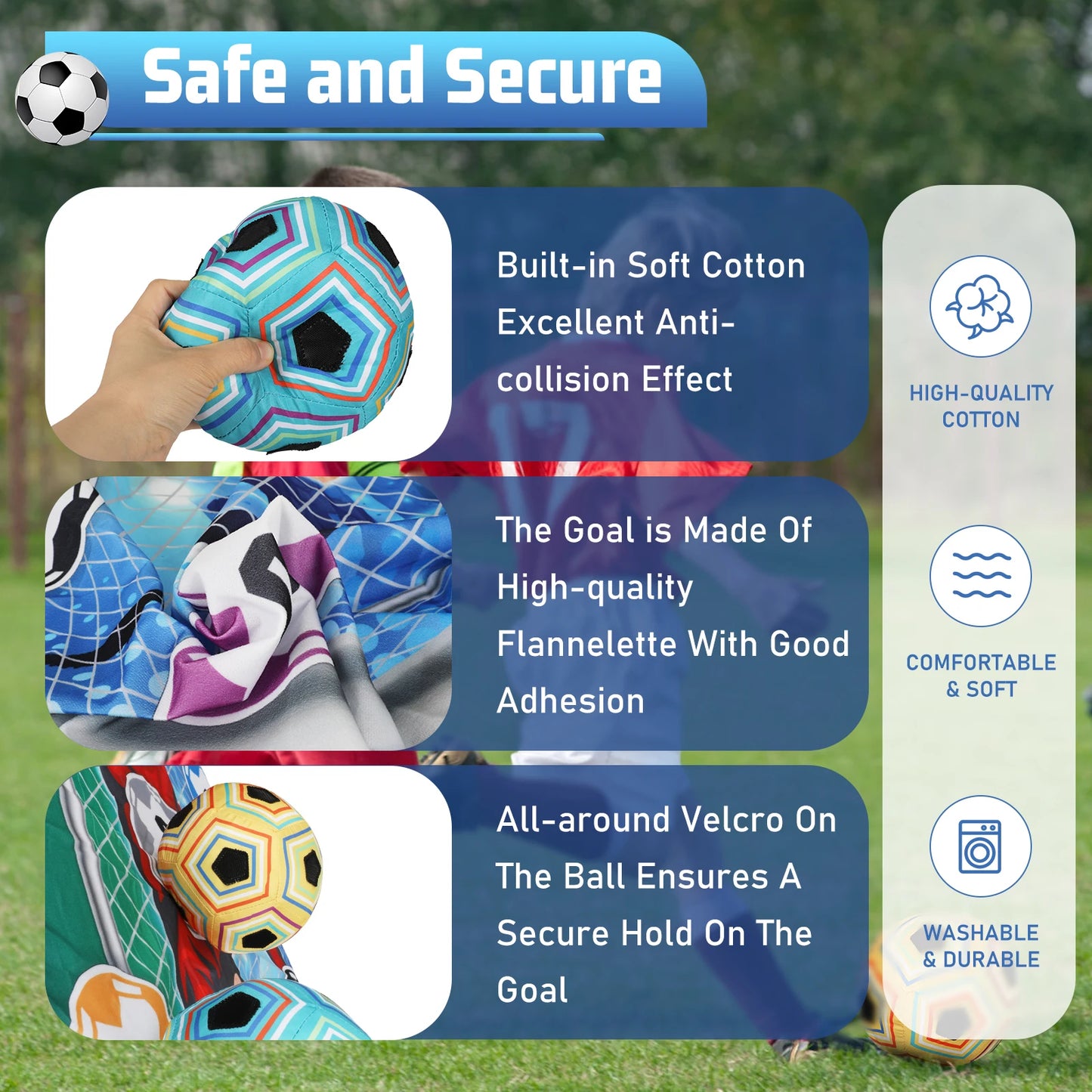 Kids Football Sticky Target Game Set – Indoor & Outdoor Soccer Goal Training Toy with 2 Soft Velcro Balls | Garden Sports Gift for Boys & Girls Age 3+