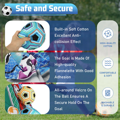 Kids Football Sticky Target Game Set – Indoor & Outdoor Soccer Goal Training Toy with 2 Soft Velcro Balls | Garden Sports Gift for Boys & Girls Age 3+