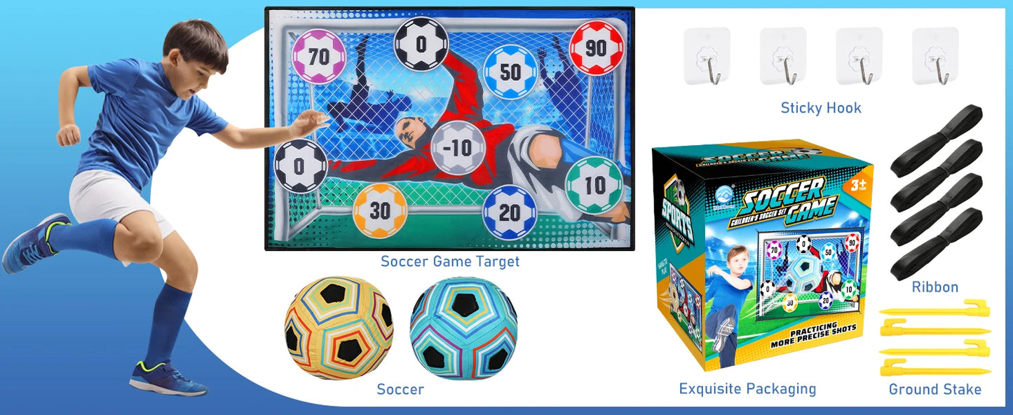 Kids Football Sticky Target Game Set – Indoor & Outdoor Soccer Goal Training Toy with 2 Soft Velcro Balls | Garden Sports Gift for Boys & Girls Age 3+