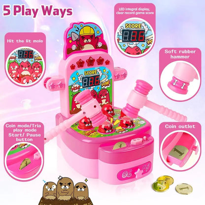 Electronic Whack A Mole Arcade Game for Kids | Interactive Hammer Toy with LED Lights & Score Display