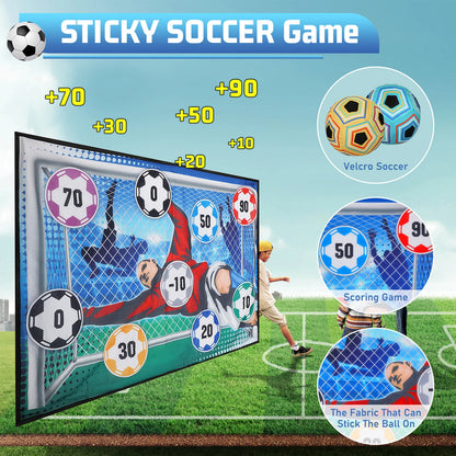 Kids Football Sticky Target Game Set – Indoor & Outdoor Soccer Goal Training Toy with 2 Soft Velcro Balls | Garden Sports Gift for Boys & Girls Age 3+