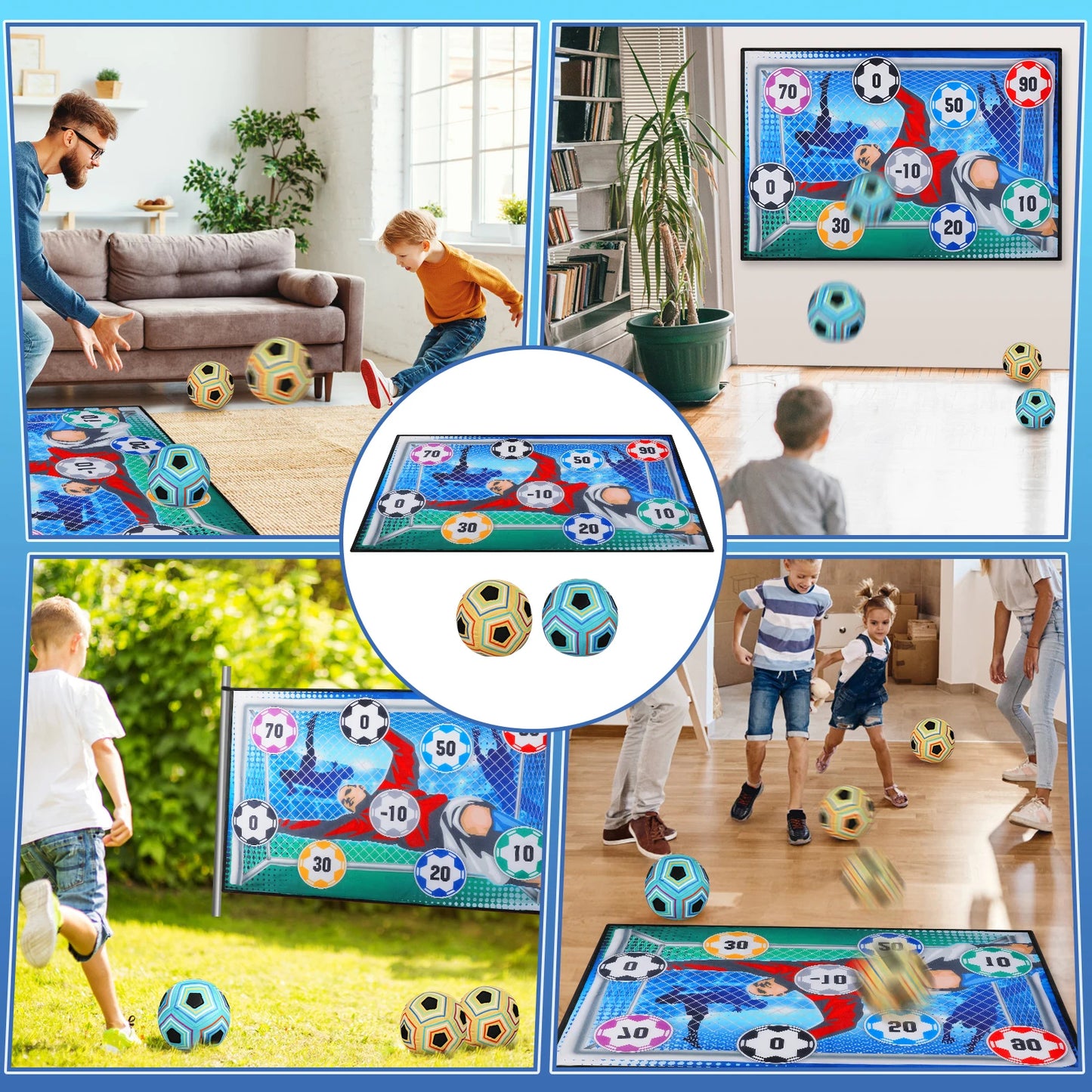 Kids Football Sticky Target Game Set – Indoor & Outdoor Soccer Goal Training Toy with 2 Soft Velcro Balls | Garden Sports Gift for Boys & Girls Age 3+