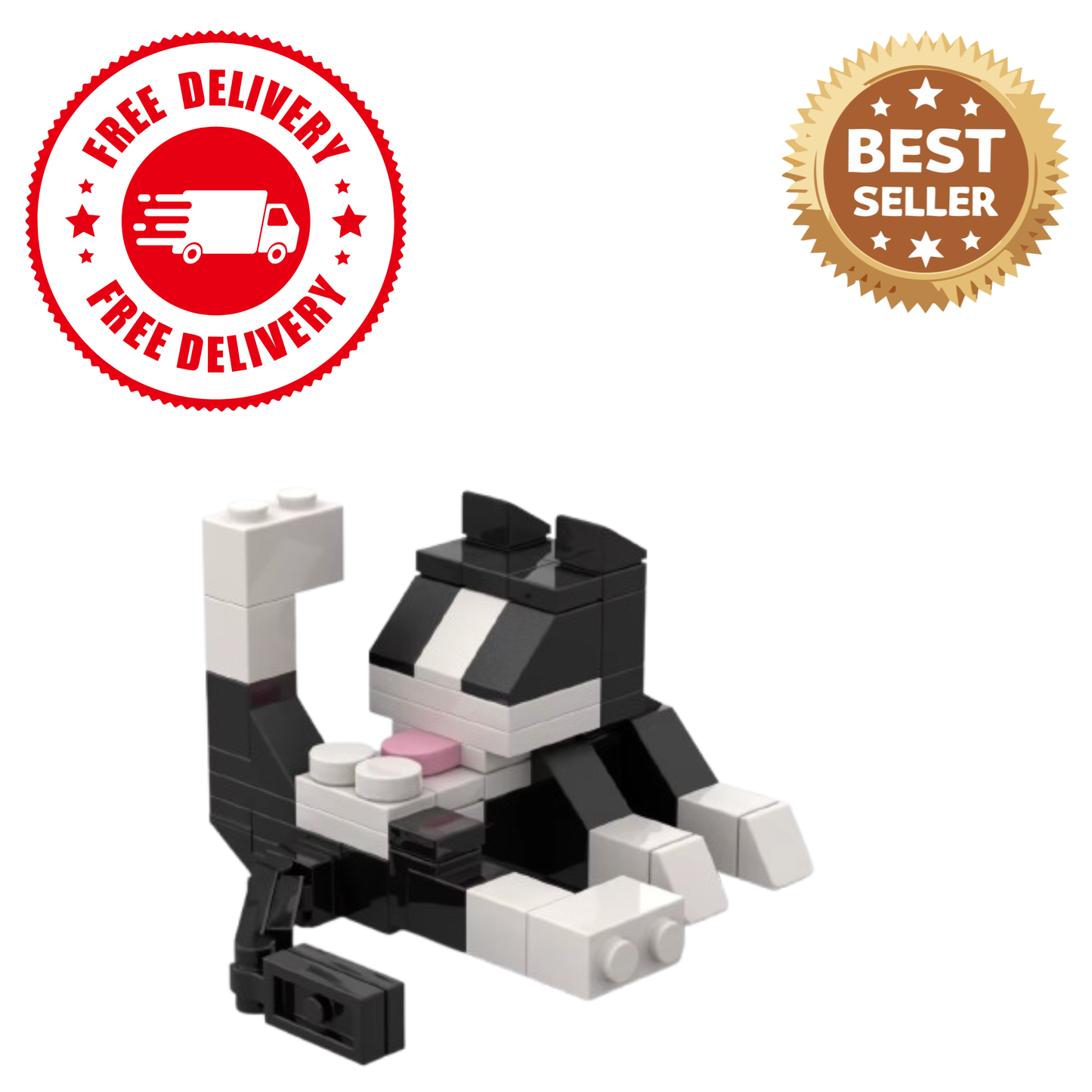 62-Piece Cat Building Block Set | DIY Animal Mini Brick Construction Toy | STEM Educational Gift for Kids