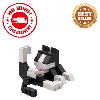 62-Piece Cat Building Block Set | DIY Animal Mini Brick Construction Toy | STEM Educational Gift for Kids