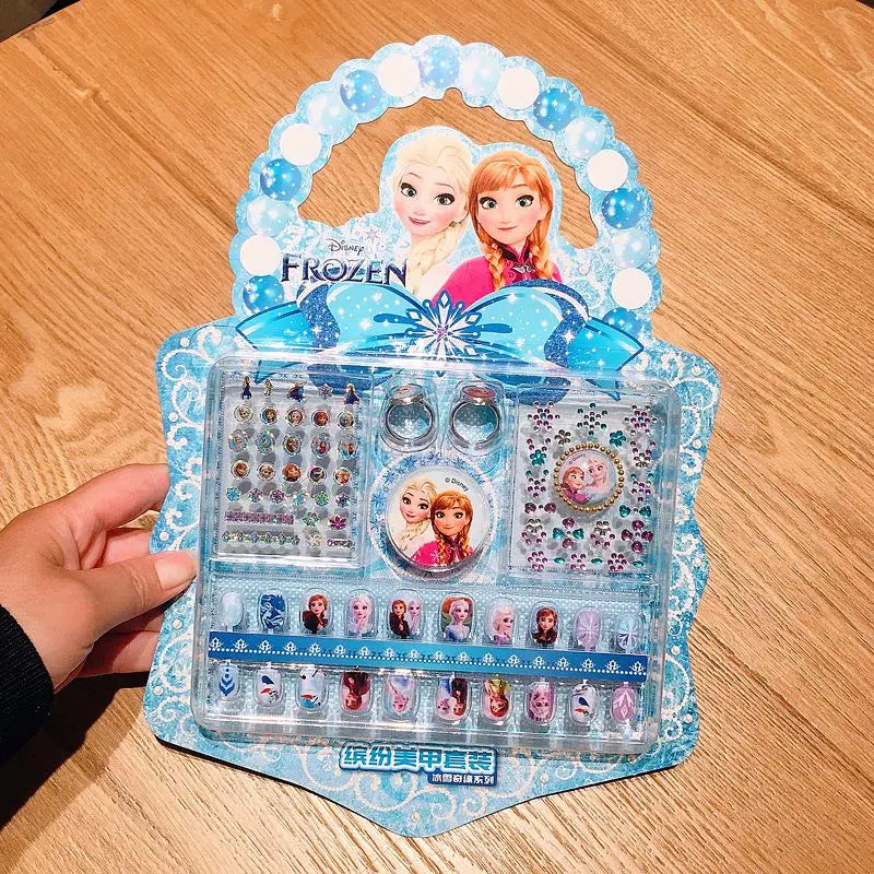 Disney Children'S Nail Sticker Set Elsa Princess Dress up Cute Kawaii Stickers Waterproof Nail Art Stickers Frozen Girl Gift Toy