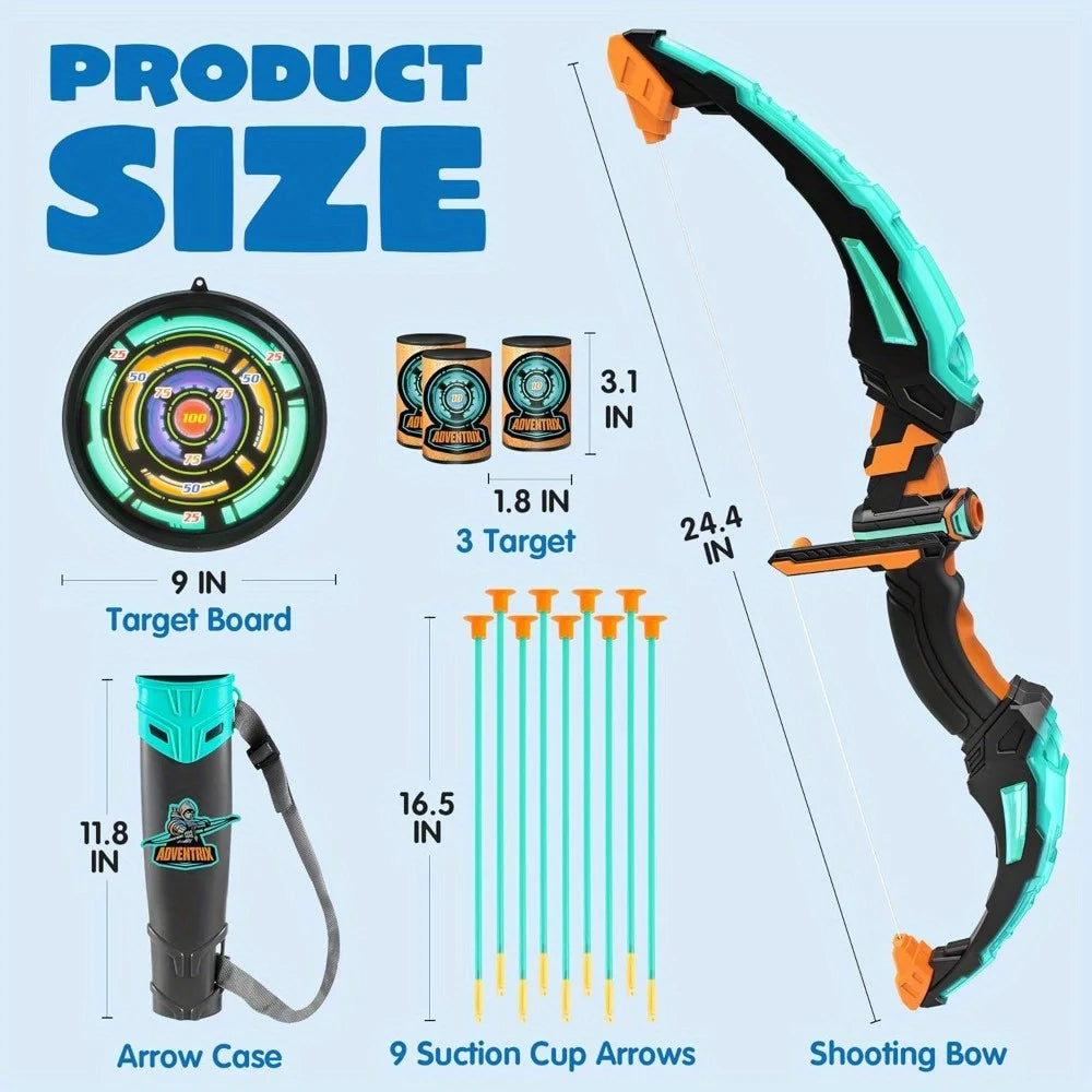 JOYFY LED Light-Up Kids Bow and Arrow Set with Target & Quiver