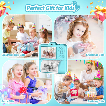 Kids Instant Print Camera | Thermal Print Digital Camera for Children | Birthday & Christmas Gift (Blue & Pink)