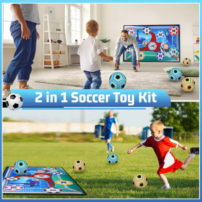 Kids Football Sticky Target Game Set – Indoor & Outdoor Soccer Goal Training Toy with 2 Soft Velcro Balls | Garden Sports Gift for Boys & Girls Age 3+