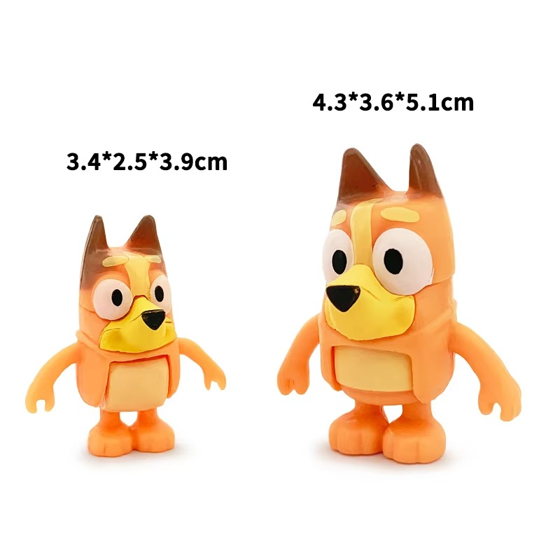 8-Piece Cartoon Dog Family Action Figure Set – Movable PVC Collectible Figures for Kids' Play & Party Decorations