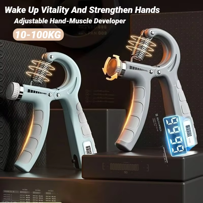 Adjustable Hand Grip Strengthener 10–100KG | Forearm, Wrist & Finger Trainer with Counter | Fitness Grip Exerciser