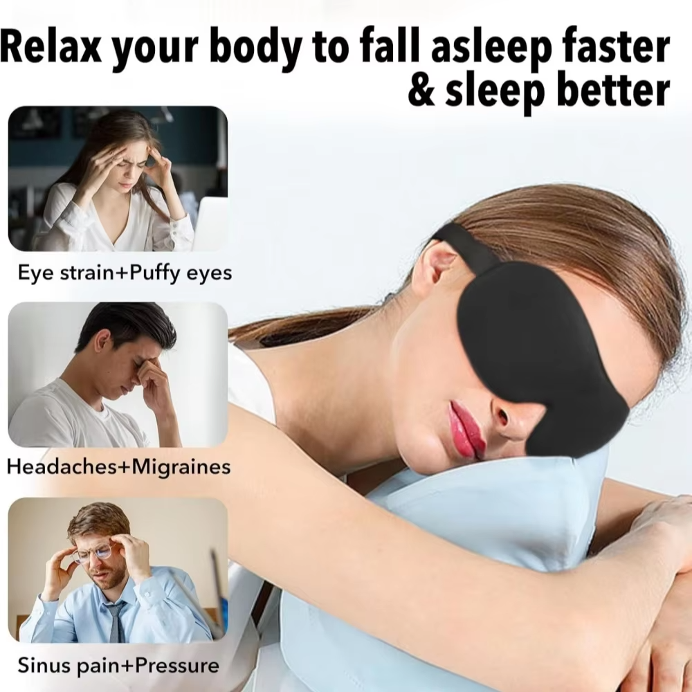 3D Memory Foam Sleep Mask | Soft Light-Blocking Eye Mask for Sleeping, Travel & Relaxation