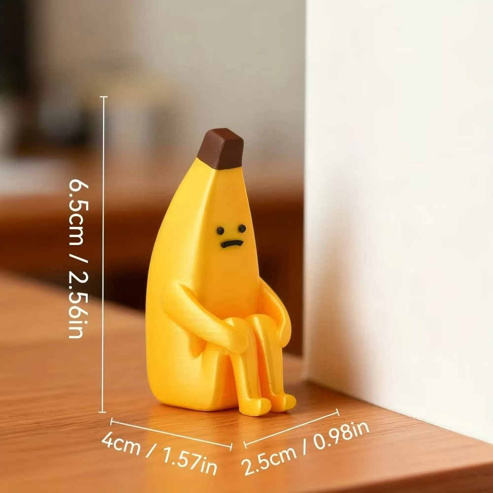 Anxious Banana 3D Printed Figurine | Funny Desk Ornament & Home Décor | Cute Collectible Gift