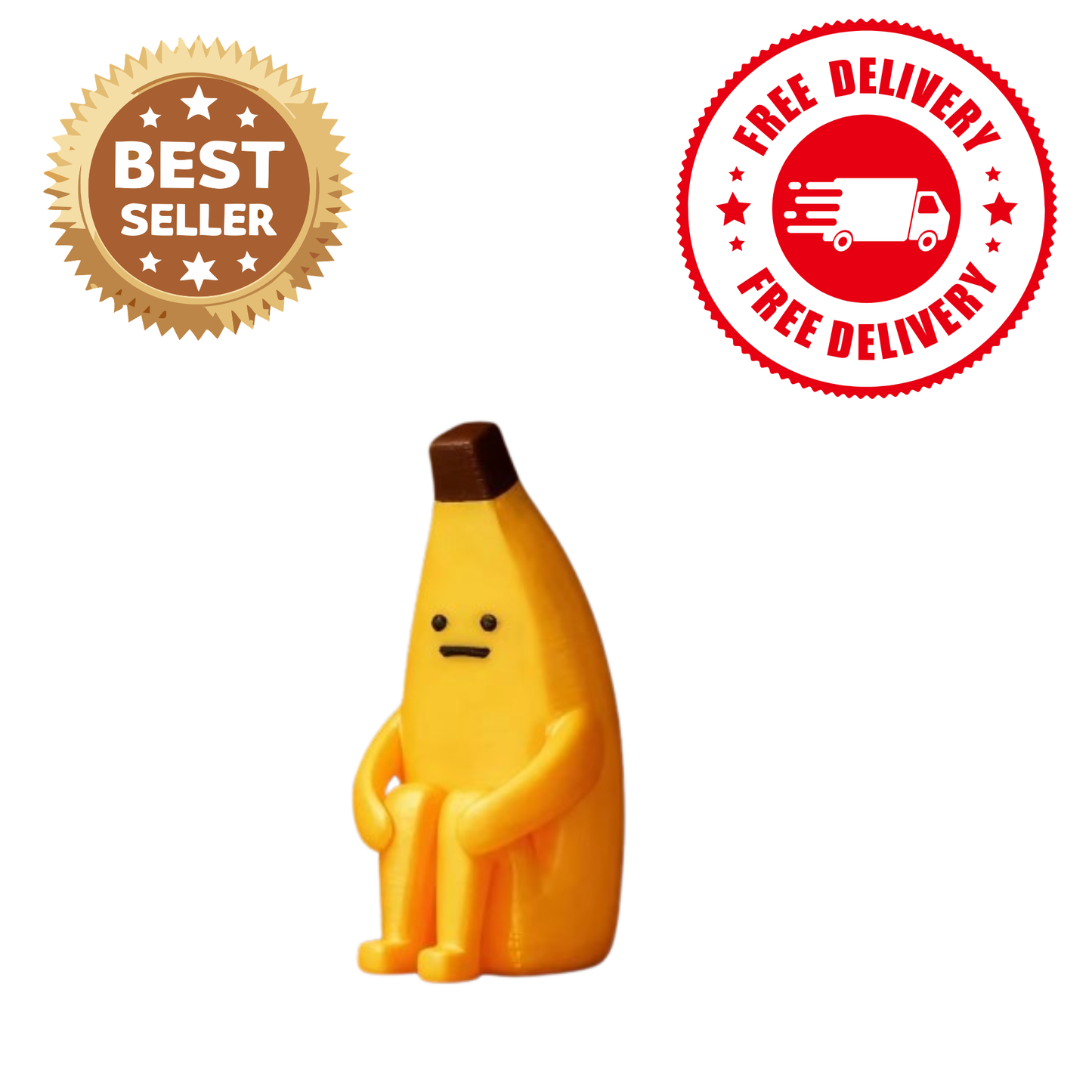 Anxious Banana 3D Printed Figurine | Funny Desk Ornament & Home Décor | Cute Collectible Gift