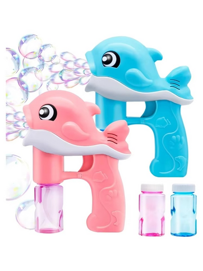 JOYFY Whale Bubble Gun Set – 2 Automatic Bubble Blowers with 4 Bubble Solution Bottles | Summer Outdoor Toy for Kids
