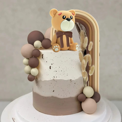 Boho Teddy Bear Cake Decoration Set – Cute Bohemian Cake Topper for Birthdays, Baby Showers, Weddings & Baptisms
