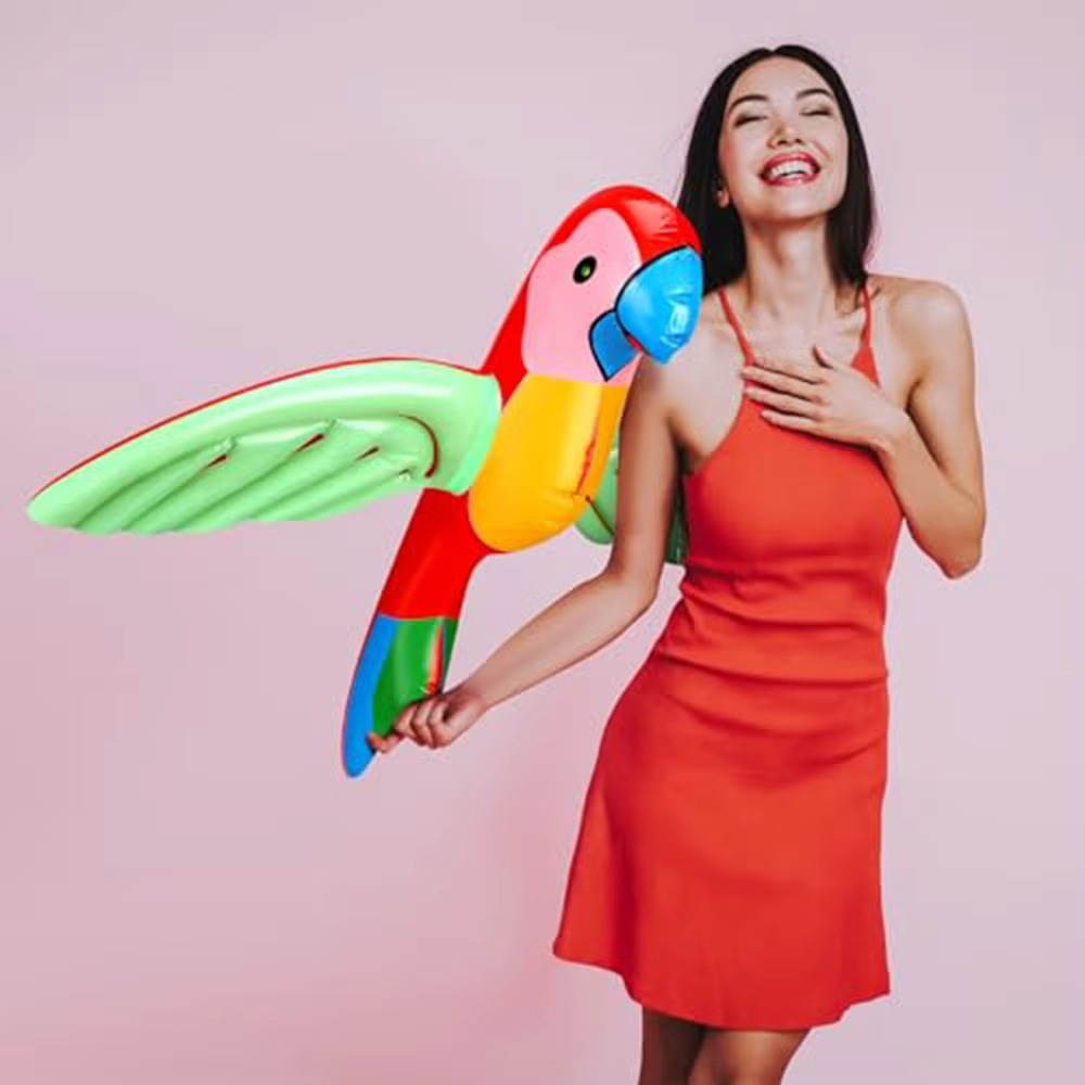 Inflatable Parrot Party Toy | PVC Tropical Bird Decoration for Beach, Pool & Hawaiian Party Games