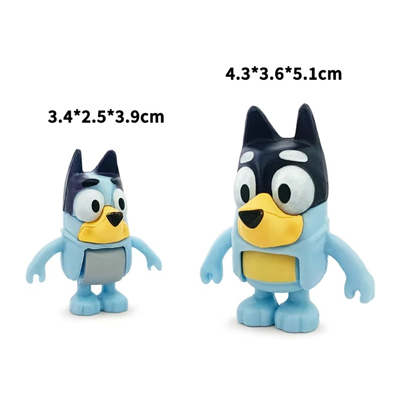 8-Piece Cartoon Dog Family Action Figure Set – Movable PVC Collectible Figures for Kids' Play & Party Decorations