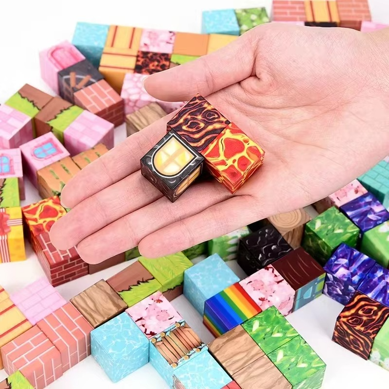 Magnetic Building Blocks Set – 50, 100 or 200 PCS Pixel-Style Magnetic Cubes | STEM Construction Toy for Kids