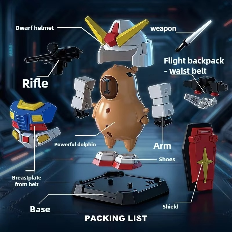Capybara Robot Mecha Building Kit – DIY Capybara Mecha Armor Assembly Model Toy for Kids & Collectors