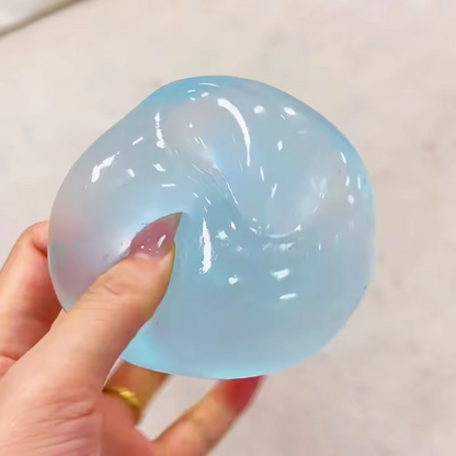 Blue Mochi Squishy Stress Ball – Soft Transparent Quick-Rebound Fidget Toy for Kids & Adults | Sensory Anti-Stress Squeeze Toy
