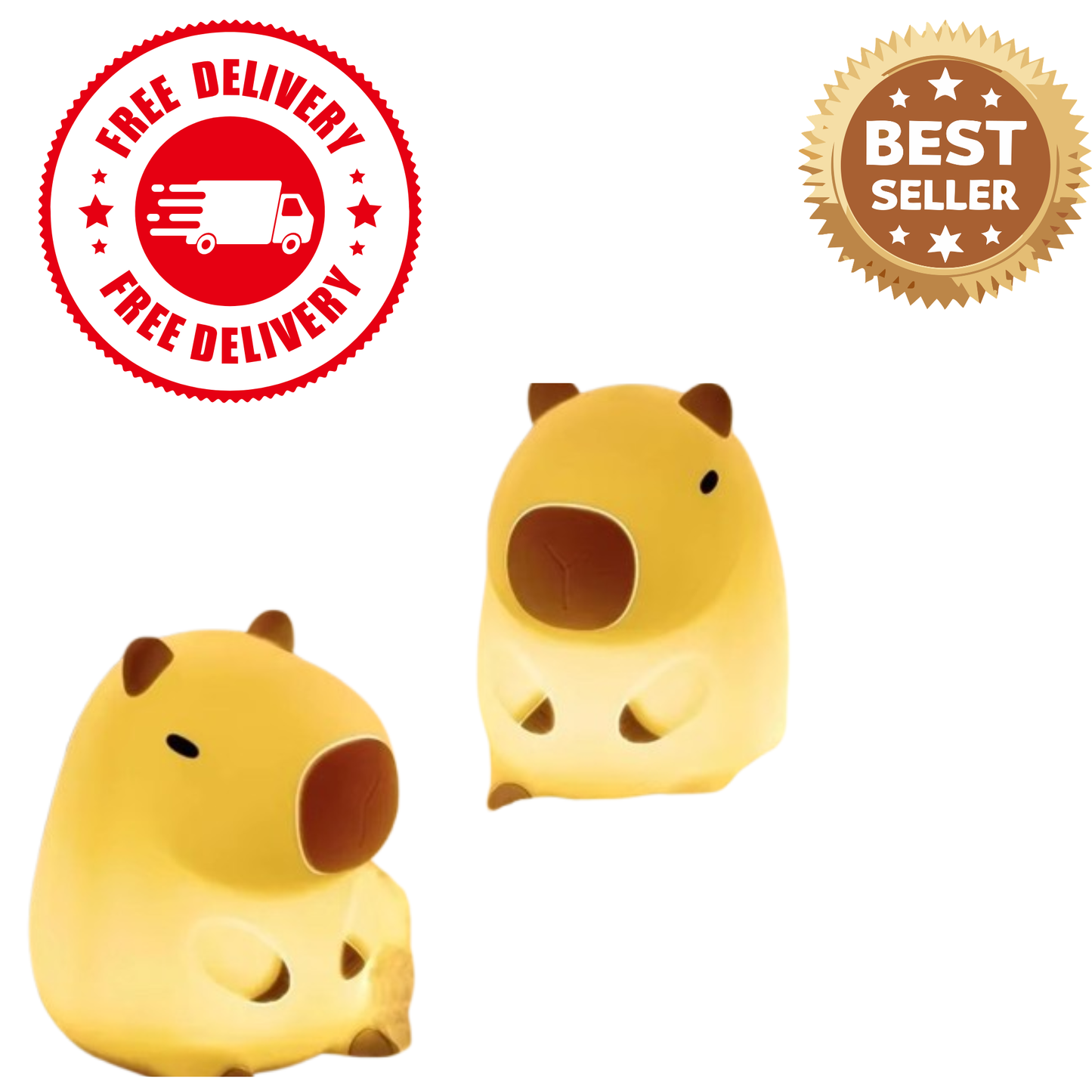 Cute Capybara Silicone Night Light | Soft LED Bedside Lamp for Kids' Bedrooms, Nursery & Home Décor