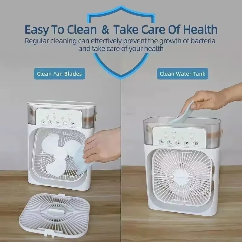 3-in-1 Portable Mini Air Cooler | USB Cooling Fan, Humidifier & LED Night Light for Home & Office