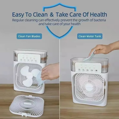 3-in-1 Portable Mini Air Cooler | USB Cooling Fan, Humidifier & LED Night Light for Home & Office