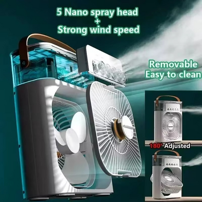 3-in-1 Portable Mini Air Cooler | USB Cooling Fan, Humidifier & LED Night Light for Home & Office